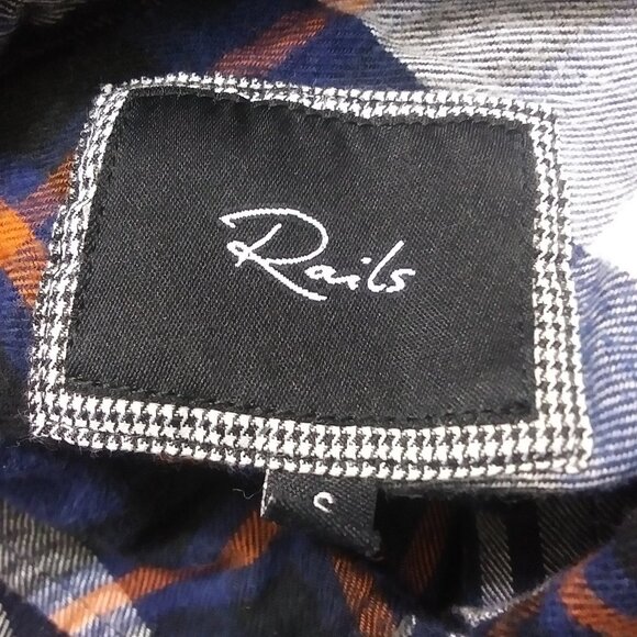 Rails Hunter Soft Plaid Flannel Button Down Shirt Navy Rust Size Small - Picture 5 of 10